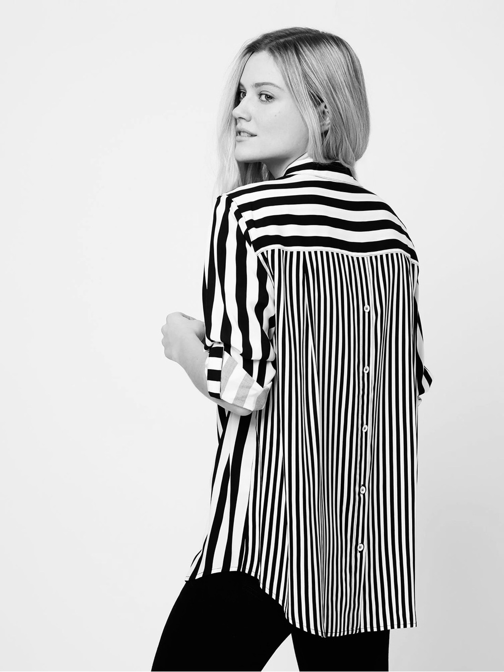 Jane & Delancey Stripe Button Up Back Shirt